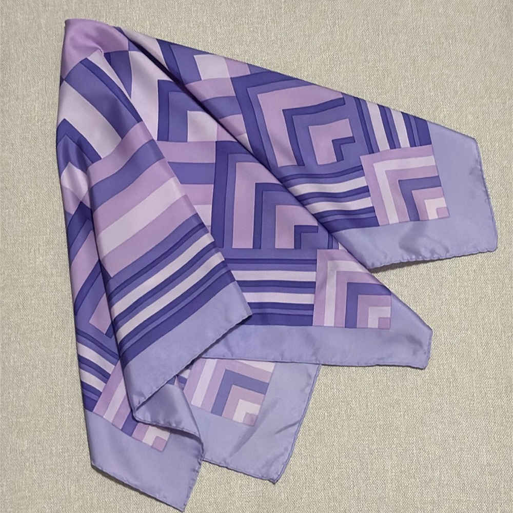 EUC Vintage MCM Geo Print Scarf-Square-Purple Shades-Polyester